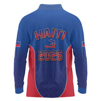 World Football Haiti 2026 Long Sleeve Polo Shirt Haiti est de Retour Blue Voodoo Veve Spirits - Wonder Print Shop