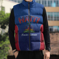 World Football Haiti 2026 Sleeveless Puffer Jacket Haiti est de Retour Blue Voodoo Veve Spirits - Wonder Print Shop
