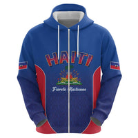 World Football Haiti 2026 Zip Hoodie Haiti est de Retour Blue Voodoo Veve Spirits - Wonder Print Shop