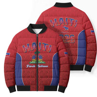 World Football Haiti 2026 Bomber Puffer Jacket Haiti est de Retour Red Voodoo Veve Spirits - Wonder Print Shop
