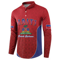 World Football Haiti 2026 Button Sweatshirt Haiti est de Retour Red Voodoo Veve Spirits - Wonder Print Shop
