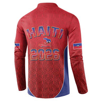 World Football Haiti 2026 Button Sweatshirt Haiti est de Retour Red Voodoo Veve Spirits - Wonder Print Shop