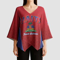 World Football Haiti 2026 Kimono Sleeve Blouse Haiti est de Retour Red Voodoo Veve Spirits - Wonder Print Shop