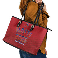 World Football Haiti 2026 Leather Tote Bag Haiti est de Retour Red Voodoo Veve Spirits - Wonder Print Shop