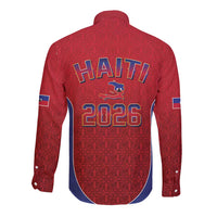 World Football Haiti 2026 Long Sleeve Button Shirt Haiti est de Retour Red Voodoo Veve Spirits - Wonder Print Shop