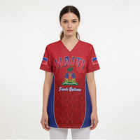 World Football Haiti 2026 Scrub Top Haiti est de Retour Red Voodoo Veve Spirits - Wonder Print Shop