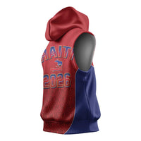 World Football Haiti 2026 Sleeveless Hoodie Haiti est de Retour Red Voodoo Veve Spirits - Wonder Print Shop