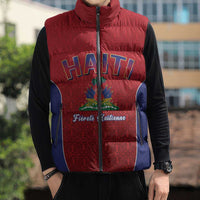 World Football Haiti 2026 Sleeveless Puffer Jacket Haiti est de Retour Red Voodoo Veve Spirits - Wonder Print Shop