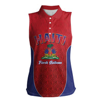 World Football Haiti 2026 Women Sleeveless Polo Shirt Haiti est de Retour Red Voodoo Veve Spirits - Wonder Print Shop