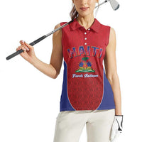 World Football Haiti 2026 Women Sleeveless Polo Shirt Haiti est de Retour Red Voodoo Veve Spirits - Wonder Print Shop