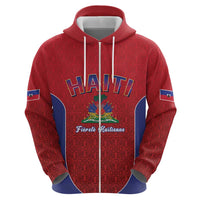 World Football Haiti 2026 Zip Hoodie Haiti est de Retour Red Voodoo Veve Spirits - Wonder Print Shop