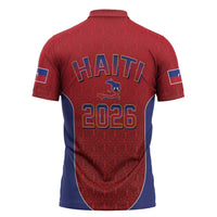 World Football Haiti 2026 Zipper Polo Shirt Haiti est de Retour Red Voodoo Veve Spirits - Wonder Print Shop