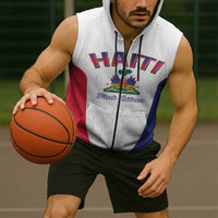 World Football Haiti 2026 Sleeveless Zip Hoodie Haiti est de Retour White Voodoo Veve Spirits - Wonder Print Shop