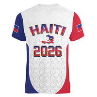 World Football Haiti 2026 Women V-Neck T-Shirt Haiti est de Retour White Voodoo Veve Spirits - Wonder Print Shop
