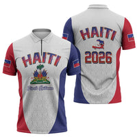 World Football Haiti 2026 Zipper Polo Shirt Haiti est de Retour White Voodoo Veve Spirits - Wonder Print Shop
