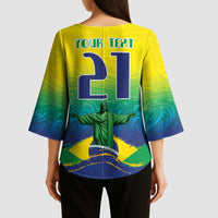 Custom Brazil WC26 Future Champions Kimono Sleeve Blouse Brasil Rumo Ao Hexa - Wonder Print Shop