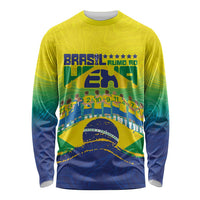 Custom Brazil WC26 Future Champions Long Sleeve Shirt Brasil Rumo Ao Hexa - Wonder Print Shop
