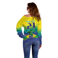 Custom Brazil WC26 Future Champions Off Shoulder Sweater Brasil Rumo Ao Hexa - Wonder Print Shop