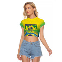 Custom Brazil WC26 Future Champions Raglan Cropped T Shirt Brasil Rumo Ao Hexa - Wonder Print Shop