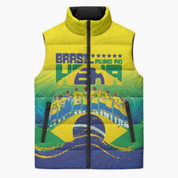 Custom Brazil WC26 Future Champions Sleeveless Puffer Jacket Brasil Rumo Ao Hexa - Wonder Print Shop