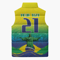 Custom Brazil WC26 Future Champions Sleeveless Puffer Jacket Brasil Rumo Ao Hexa - Wonder Print Shop
