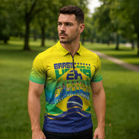 Custom Brazil WC26 Future Champions Zipper Polo Shirt Brasil Rumo Ao Hexa - Wonder Print Shop