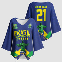 Custom Brazil WC26 Future Champions Kimono Sleeve Blouse Selecao Canarinho Comeback Story - Wonder Print Shop