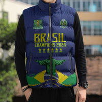 Custom Brazil WC26 Future Champions Sleeveless Puffer Jacket Selecao Canarinho Comeback Story - Wonder Print Shop