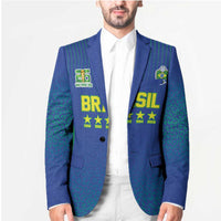 Custom Brazil World Football Legacy Blazer 5 Times History Champions Blue Version - Wonder Print Shop
