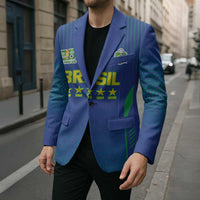 Custom Brazil World Football Legacy Blazer 5 Times History Champions Blue Version - Wonder Print Shop