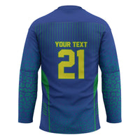 Custom Brazil World Football Legacy Hockey Jersey 5 Times History Champions Blue Version - Wonder Print Shop