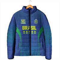 Custom Brazil World Football Legacy Padded Jacket 5 Times History Champions Blue Version - Wonder Print Shop