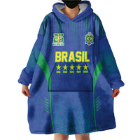 Custom Brazil World Football Legacy Wearable Blanket Hoodie 5 Times History Champions Blue Version - Wonder Print Shop