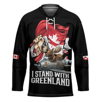 I Stand With Greenland Hockey Jersey Canadian Greenland Flag