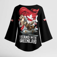 I Stand With Greenland Kimono Sleeve Blouse Canadian Greenland Flag