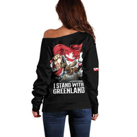I Stand With Greenland Off Shoulder Sweater Canadian Greenland Flag