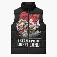 I Stand With Greenland Sleeveless Puffer Jacket Canadian Greenland Flag