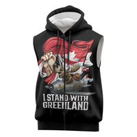 I Stand With Greenland Sleeveless Zip Hoodie Canadian Greenland Flag
