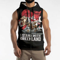 I Stand With Greenland Sleeveless Zip Hoodie Canadian Greenland Flag