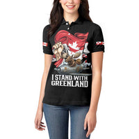 I Stand With Greenland Women Polo Shirt Canadian Greenland Flag