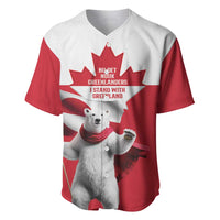 I Stand With Greenland Baseball Jersey Red and White Side by Side