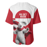 I Stand With Greenland Baseball Jersey Red and White Side by Side