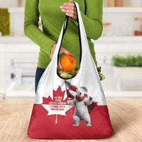 I Stand With Greenland Grocery Bag Red and White Side by Side