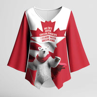 I Stand With Greenland Kimono Sleeve Blouse Red and White Side by Side