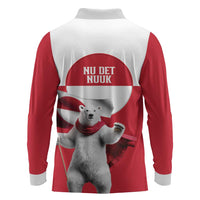 I Stand With Greenland Long Sleeve Polo Shirt Red and White Side by Side