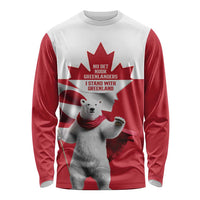 I Stand With Greenland Long Sleeve Shirt Red and White Side by Side