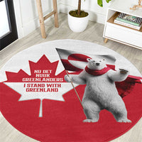 I Stand With Greenland Round Carpet Red and White Side by Side