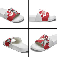 I Stand With Greenland Slide Sandals Red and White Side by Side