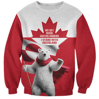 I Stand With Greenland Sweatshirt Red and White Side by Side