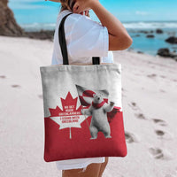 I Stand With Greenland Tote Bag Red and White Side by Side